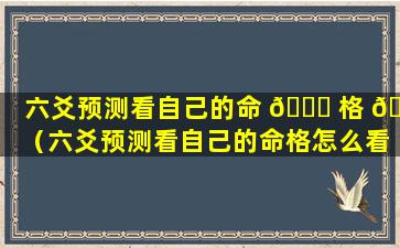 六爻预测看自己的命 🕊 格 🐦 （六爻预测看自己的命格怎么看）